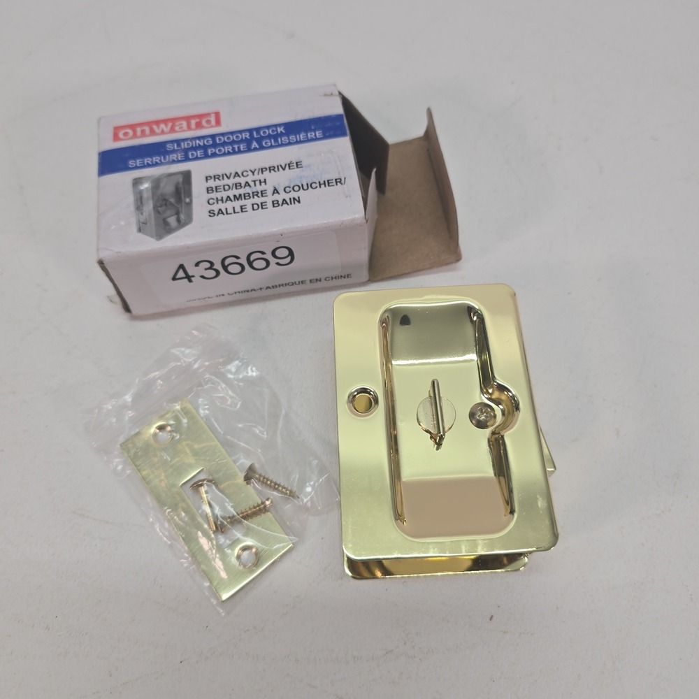 Hardware 1701BPS-BC Onward Pocket Door Pull Privacy Lock 3 1/4 in 82 mm Brass
